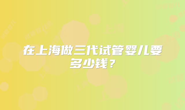 在上海做三代试管婴儿要多少钱？