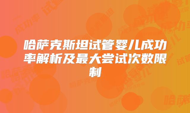 哈萨克斯坦试管婴儿成功率解析及最大尝试次数限制