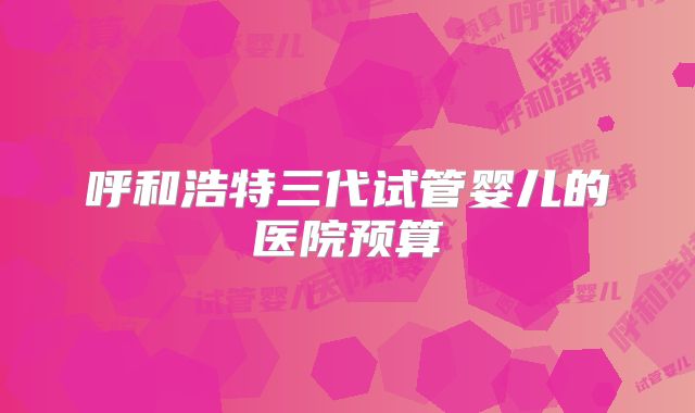 呼和浩特三代试管婴儿的医院预算