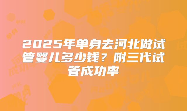 2025年单身去河北做试管婴儿多少钱？附三代试管成功率