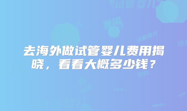 去海外做试管婴儿费用揭晓，看看大概多少钱？