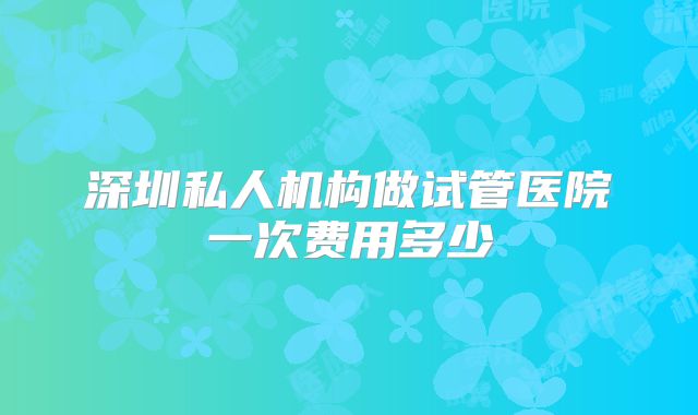 深圳私人机构做试管医院一次费用多少