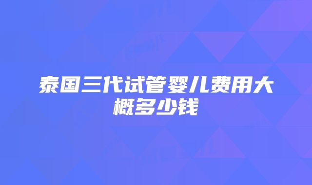 泰国三代试管婴儿费用大概多少钱