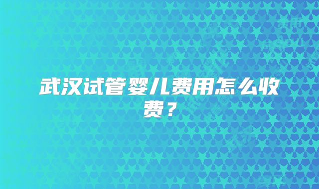 武汉试管婴儿费用怎么收费？