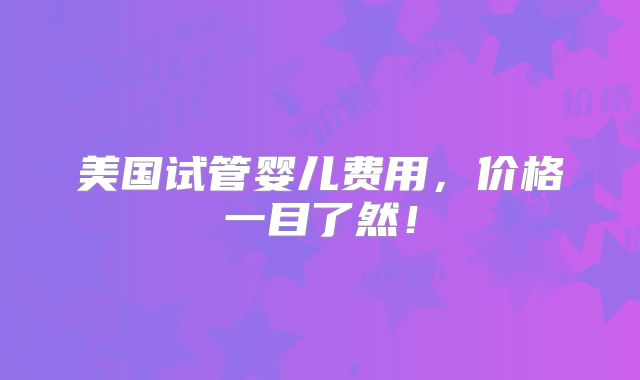 美国试管婴儿费用，价格一目了然！