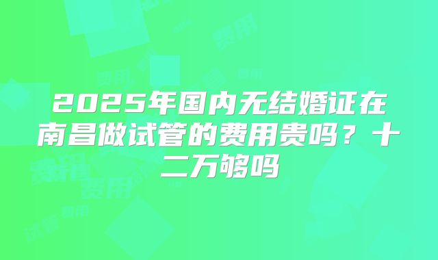 2025年国内无结婚证在南昌做试管的费用贵吗？十二万够吗