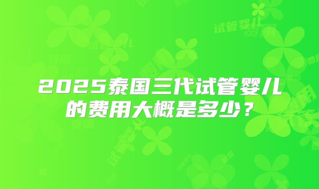 2025泰国三代试管婴儿的费用大概是多少?