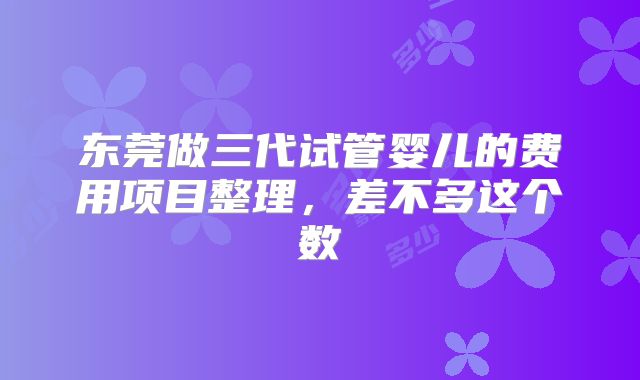 东莞做三代试管婴儿的费用项目整理，差不多这个数