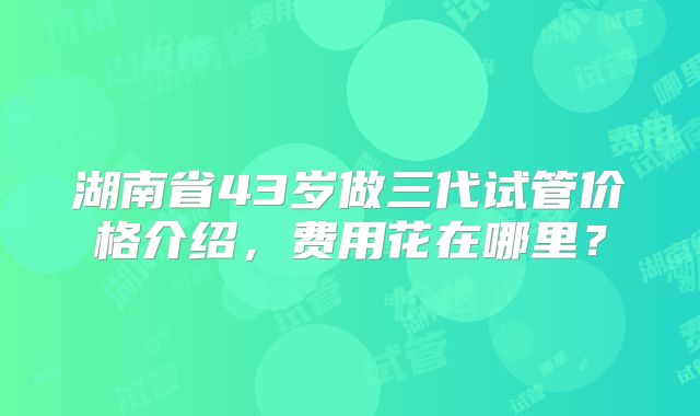 湖南省43岁做三代试管价格介绍，费用花在哪里？