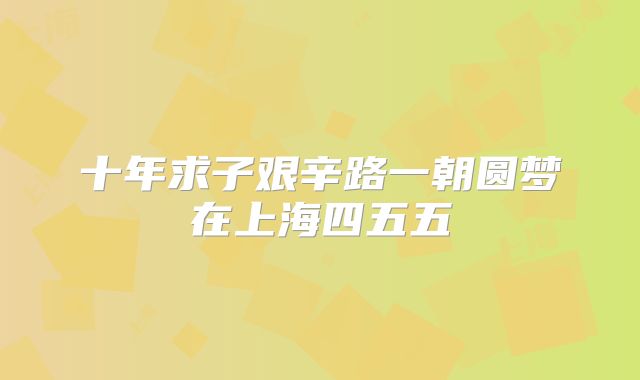 十年求子艰辛路一朝圆梦在上海四五五