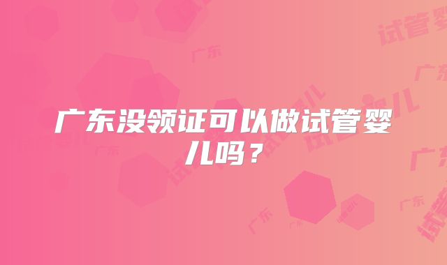 广东没领证可以做试管婴儿吗？