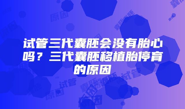 试管三代囊胚会没有胎心吗?三代囊胚移植胎停育的原因