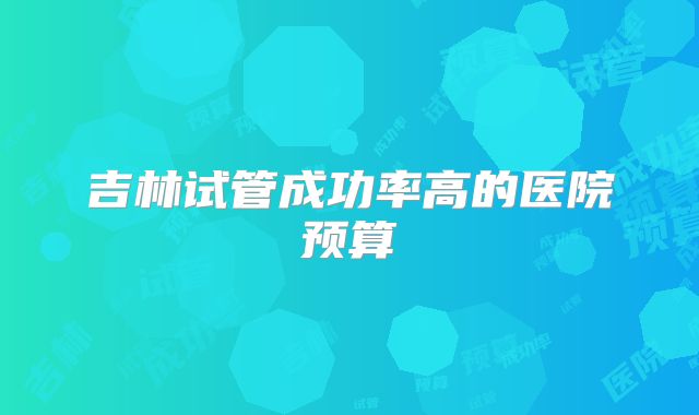 吉林试管成功率高的医院预算