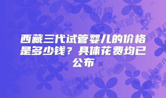 西藏三代试管婴儿的价格是多少钱？具体花费均已公布