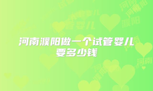 河南濮阳做一个试管婴儿要多少钱