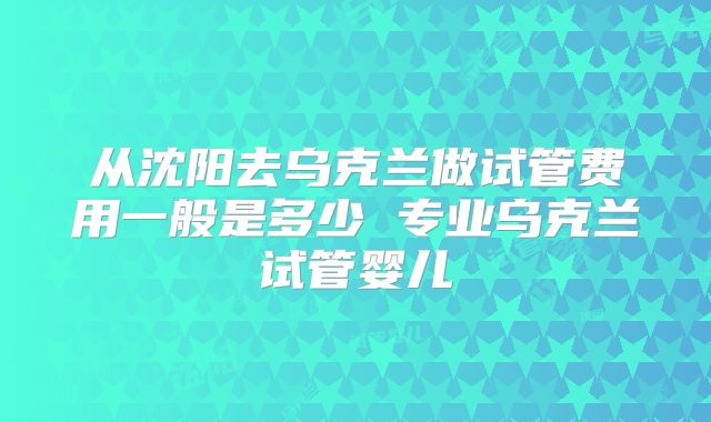 从沈阳去乌克兰做试管费用一般是多少 专业乌克兰试管婴儿