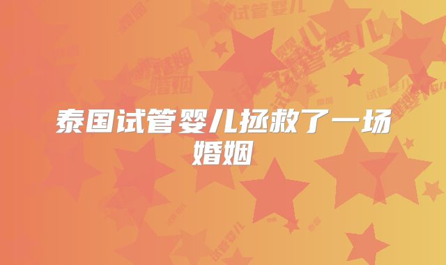 泰国试管婴儿拯救了一场婚姻