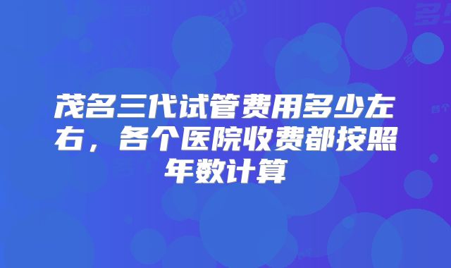 茂名三代试管费用多少左右，各个医院收费都按照年数计算