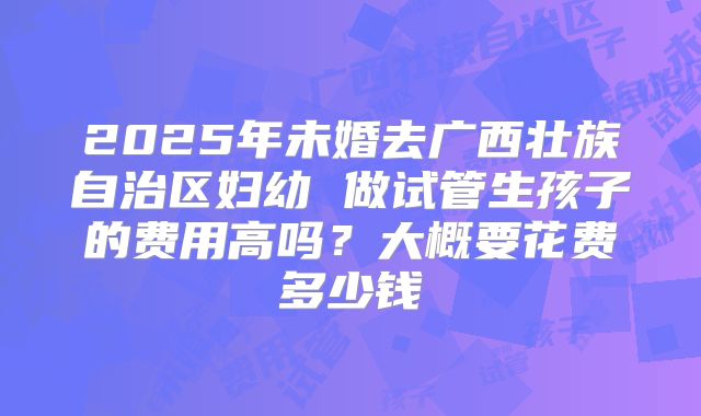 2025年未婚去广西壮族自治区妇幼 做试管生孩子的费用高吗?大概要花费多少钱