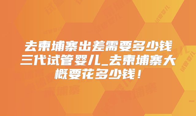 去柬埔寨出差需要多少钱三代试管婴儿_去柬埔寨大概要花多少钱！