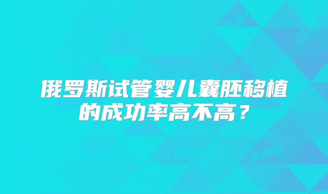 俄罗斯试管婴儿囊胚移植的成功率高不高?