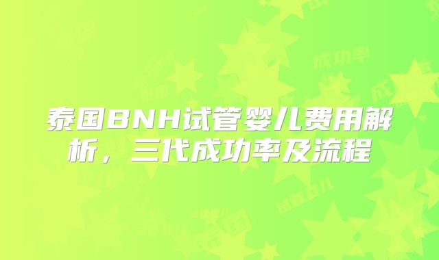 泰国BNH试管婴儿费用解析，三代成功率及流程