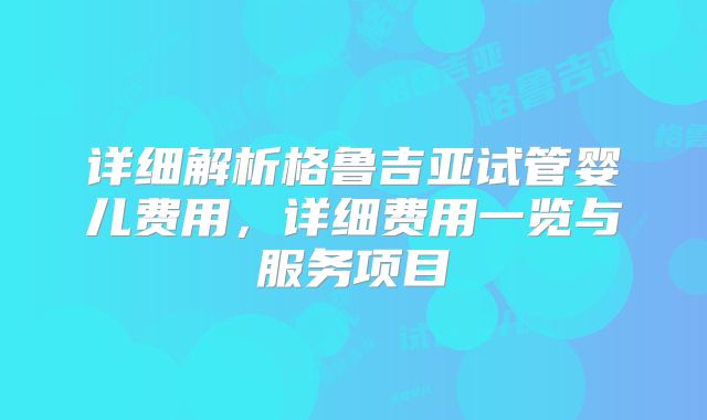 详细解析格鲁吉亚试管婴儿费用,详细费用一览与服务项目