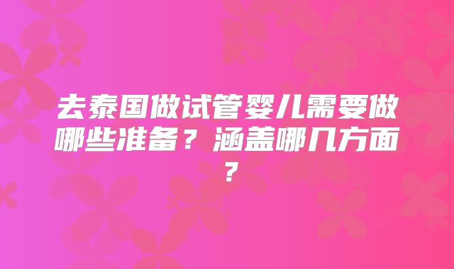 去泰国做试管婴儿需要做哪些准备？涵盖哪几方面？