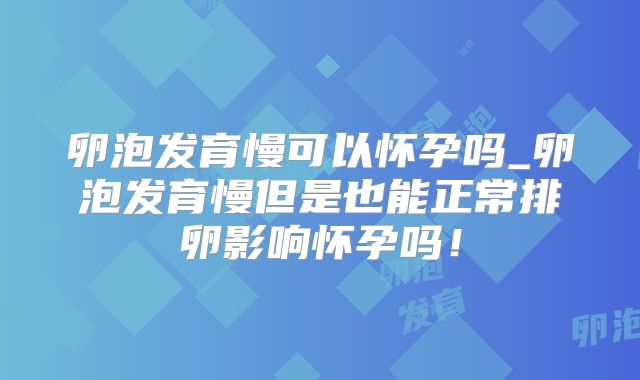 卵泡发育慢可以怀孕吗_卵泡发育慢但是也能正常排卵影响怀孕吗！