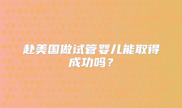 赴美国做试管婴儿能取得成功吗？