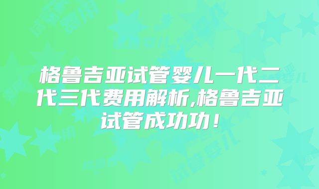 格鲁吉亚试管婴儿一代二代三代费用解析,格鲁吉亚试管成功功!