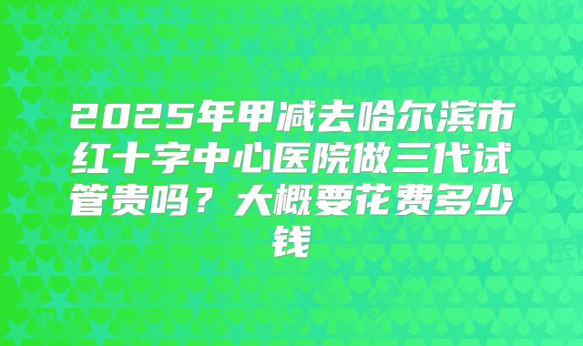 2025年甲减去哈尔滨市红十字中心医院做三代试管贵吗？大概要花费多少钱