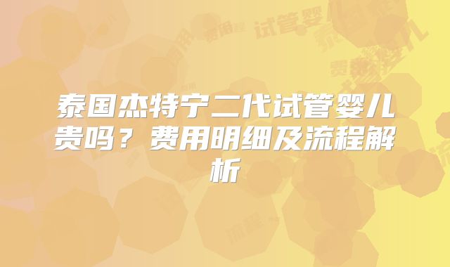 泰国杰特宁二代试管婴儿贵吗?费用明细及流程解析