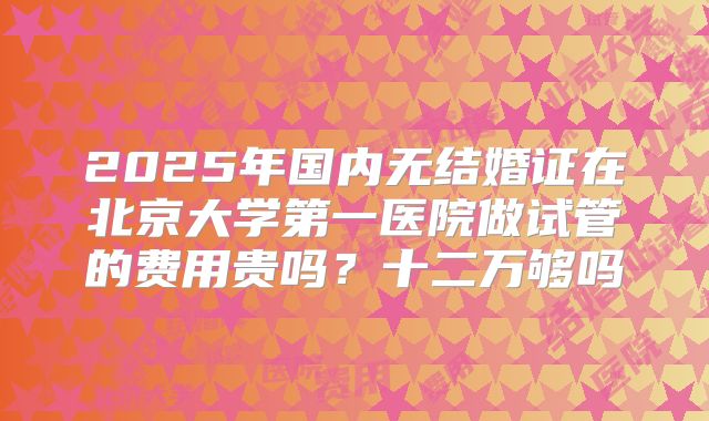 2025年国内无结婚证在北京大学第一医院做试管的费用贵吗？十二万够吗