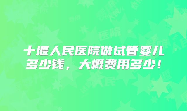 十堰人民医院做试管婴儿多少钱，大概费用多少！
