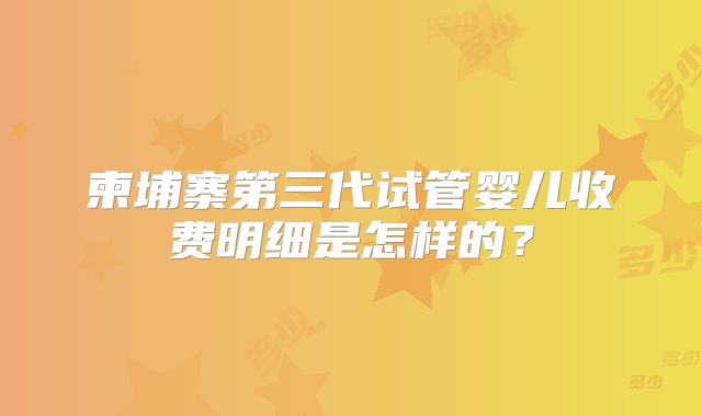 柬埔寨第三代试管婴儿收费明细是怎样的？