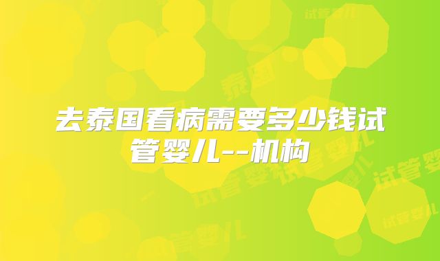 去泰国看病需要多少钱试管婴儿--机构