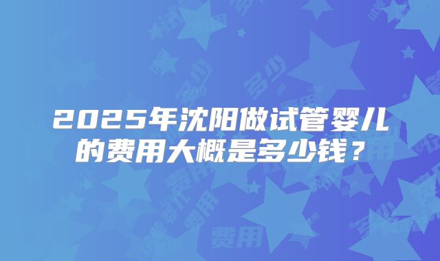 2025年沈阳做试管婴儿的费用大概是多少钱？