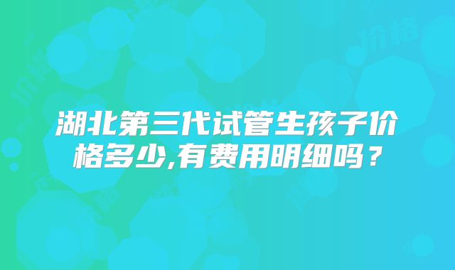 湖北第三代试管生孩子价格多少,有费用明细吗?