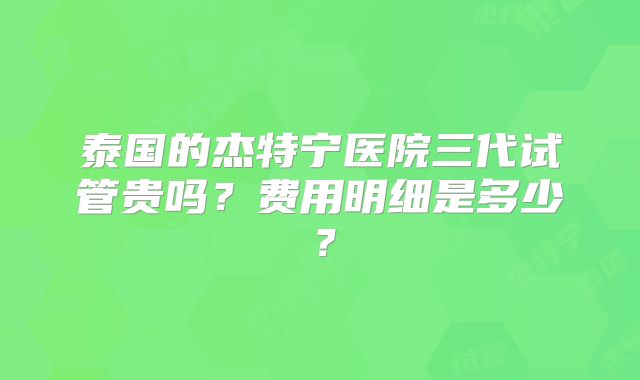 泰国的杰特宁医院三代试管贵吗？费用明细是多少？
