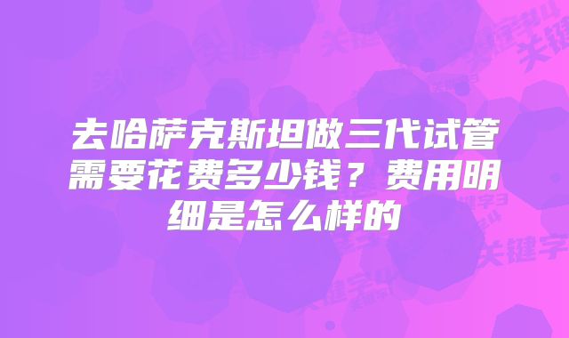 去哈萨克斯坦做三代试管需要花费多少钱?费用明细是怎么样的
