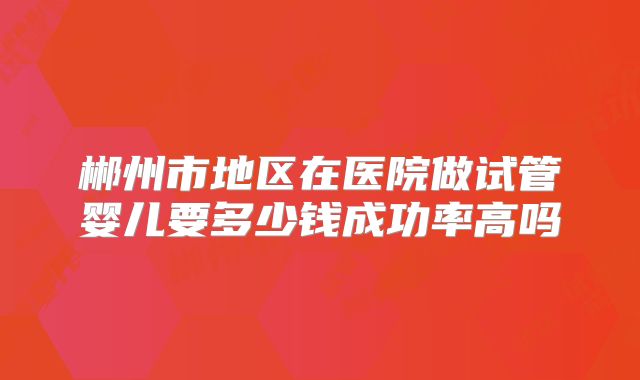 郴州市地区在医院做试管婴儿要多少钱成功率高吗