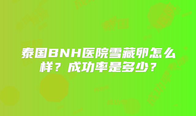 泰国BNH医院雪藏卵怎么样？成功率是多少？