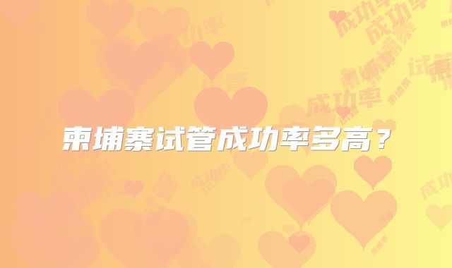 柬埔寨试管成功率多高?
