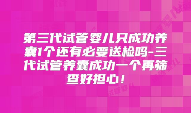 第三代试管婴儿只成功养囊1个还有必要送检吗-三代试管养囊成功一个再筛查好担心！