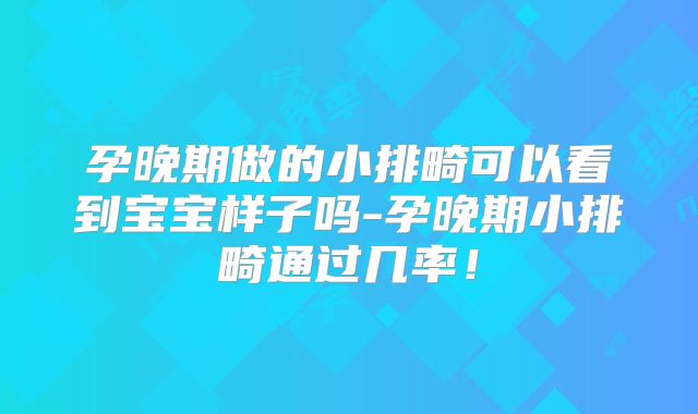 孕晚期做的小排畸可以看到宝宝样子吗-孕晚期小排畸通过几率!
