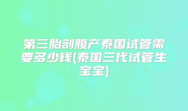 第三胎剖腹产泰国试管需要多少钱(泰国三代试管生宝宝)