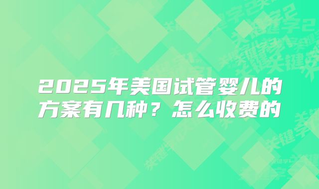 2025年美国试管婴儿的方案有几种？怎么收费的