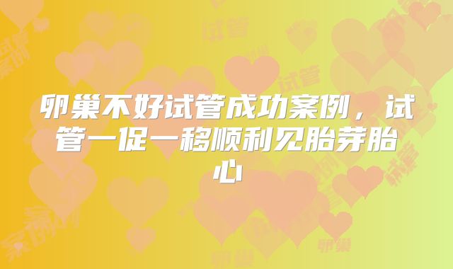卵巢不好试管成功案例，试管一促一移顺利见胎芽胎心