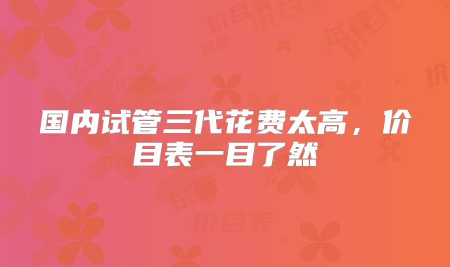 国内试管三代花费太高，价目表一目了然